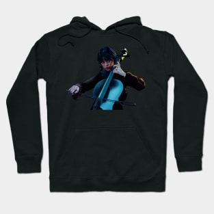 Wednesday Playing Cello Digital Painting Hoodie